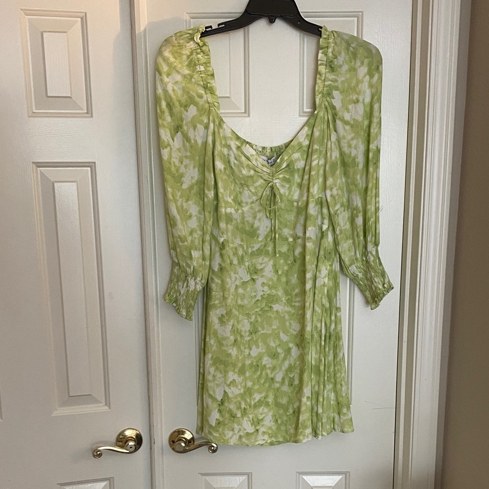 Faithfull the Brand Green Patterned Long Sleeve Dress